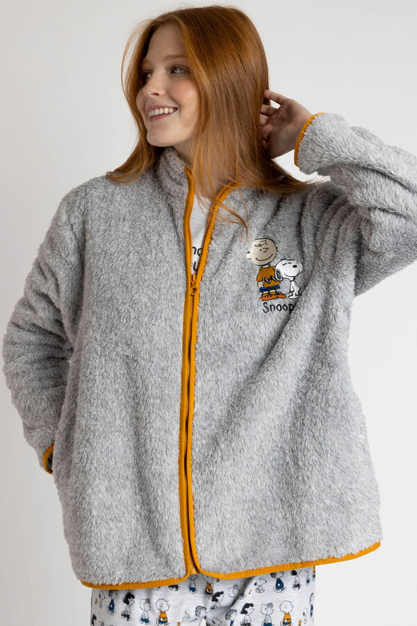 Admas Bata corta borrego Snoopy&Friends para mujer gris