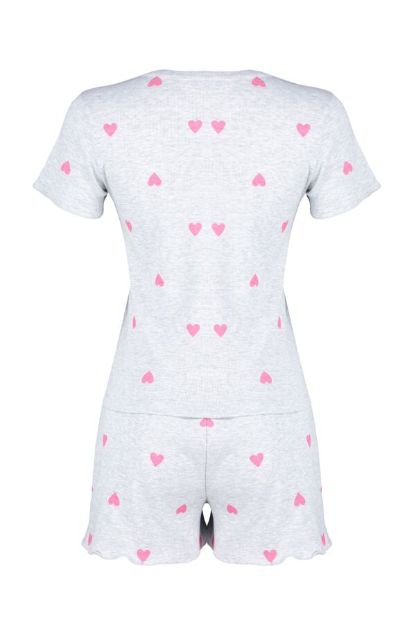 Trendyol Conjunto de pijama corto corazones gris
