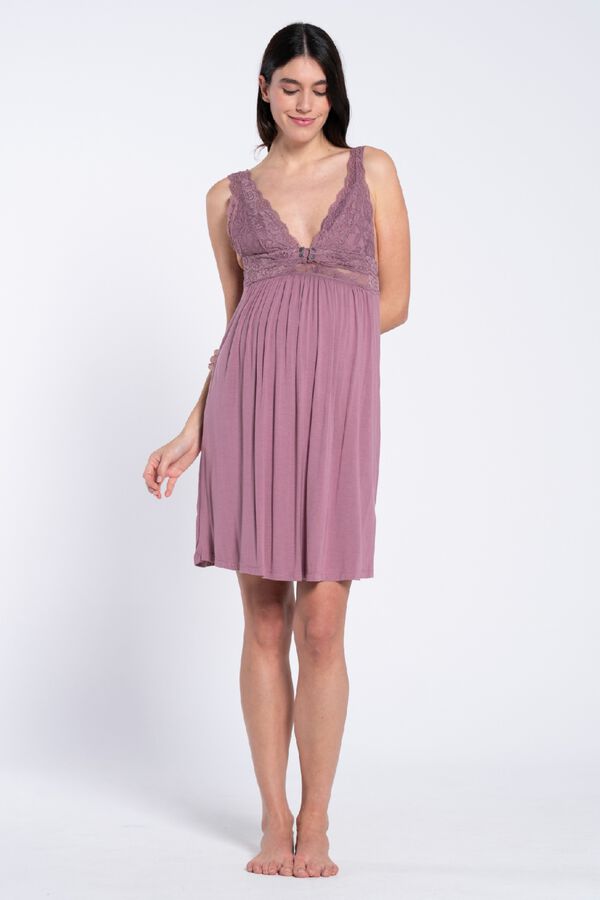 Ohma Camis&oacute;n lencero con encaje&nbsp;premam&aacute; morado/lila