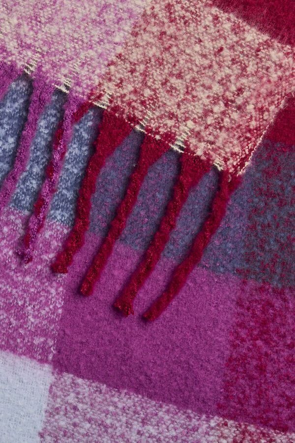 Pieces Bufanda larga b&aacute;sica cuadros flecos morado/lila