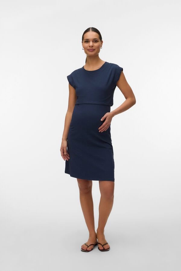 Mamalicious Maternity and breastfeeding short dress bleu