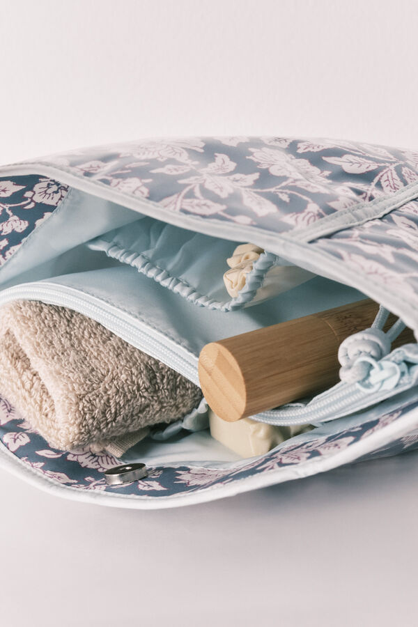 Women'secret Trousse de toilette moyenne imprim&eacute;e florale bleue imprim&eacute;