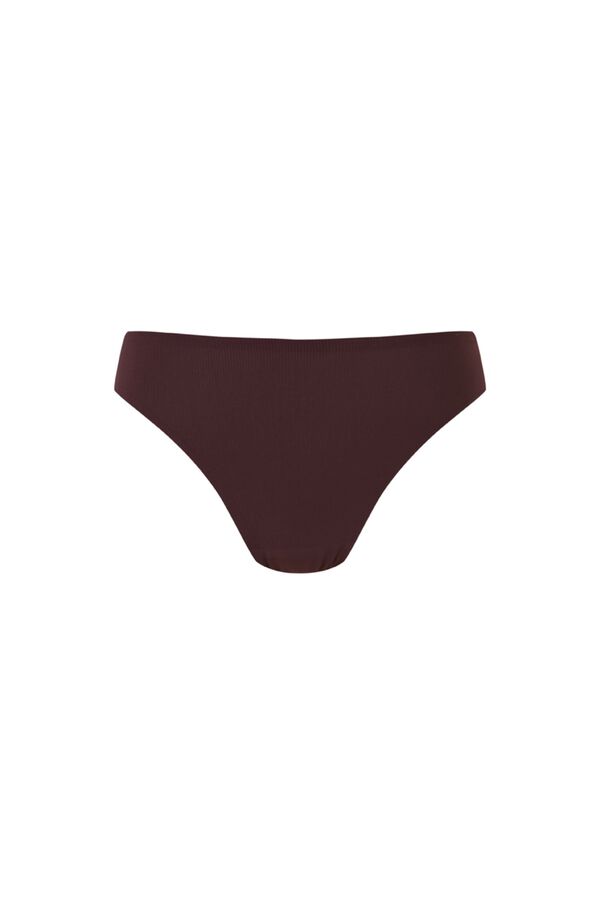 Women'secret Brown microfibre and tulle Brazilian panty nude