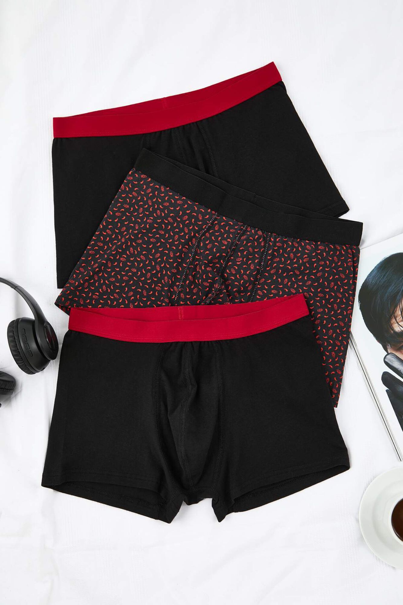 Trendyol Pack 3 boxers lisos de algod&atilde;o