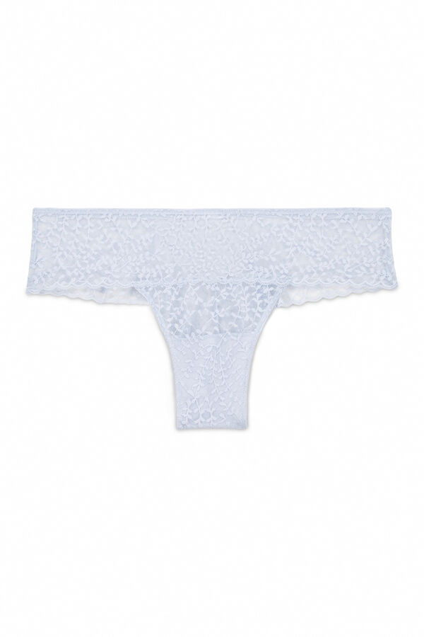 Women'secret Wide blue lace Brazilian panty blue