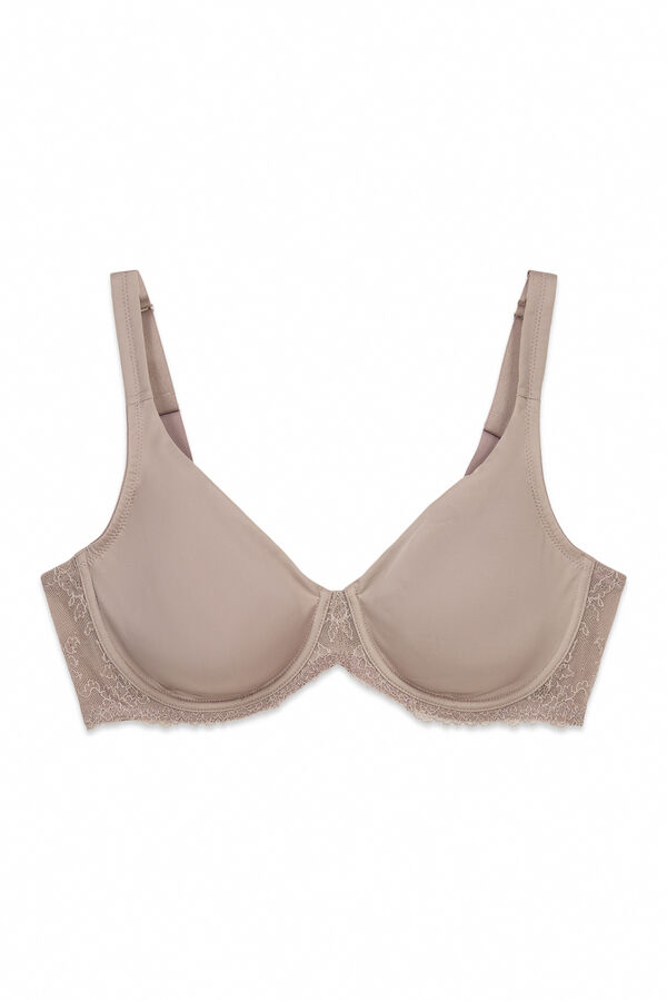 Women'secret Bež mikrofiber i čipkasti grudnjak za oblikovanje REAL Boja Kože