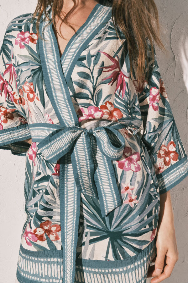 Women'secret Green print kimono green