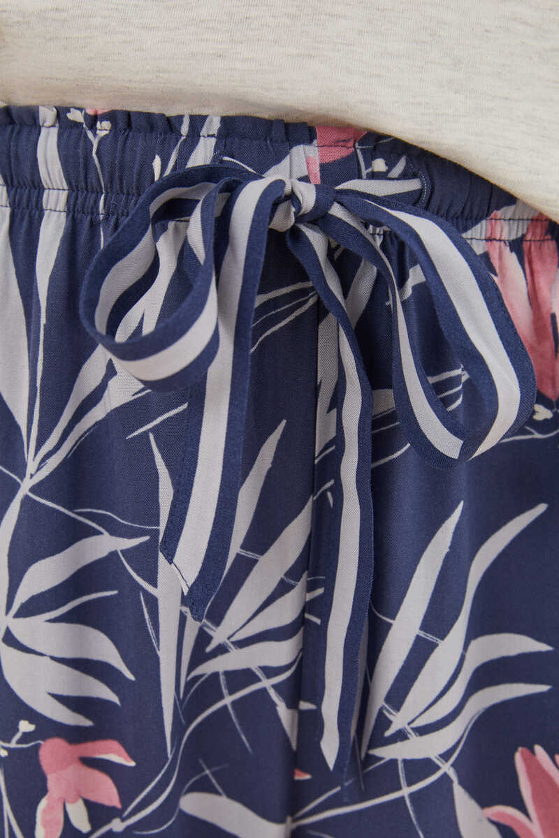 Womensecret Long pyjama bottoms with blue Moniquilla floral print blue