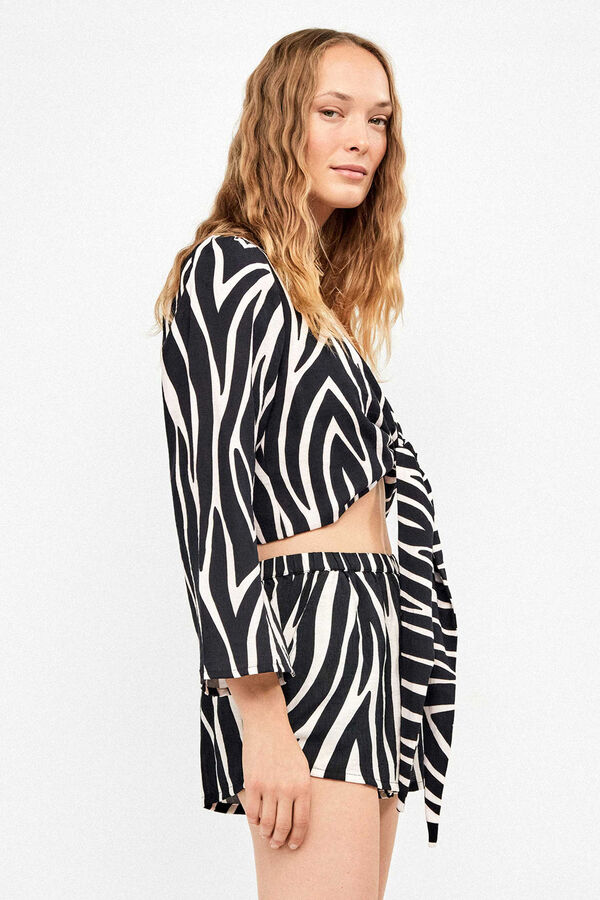 Gisela Short corto estampado animal print cebra blanco