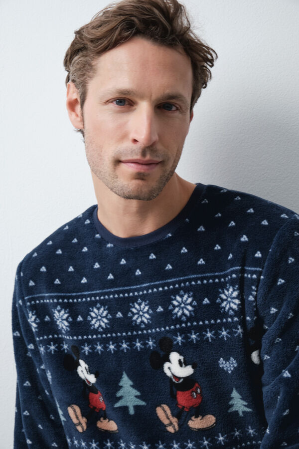 Women'secret Mickey men's fleece pyjamas blue