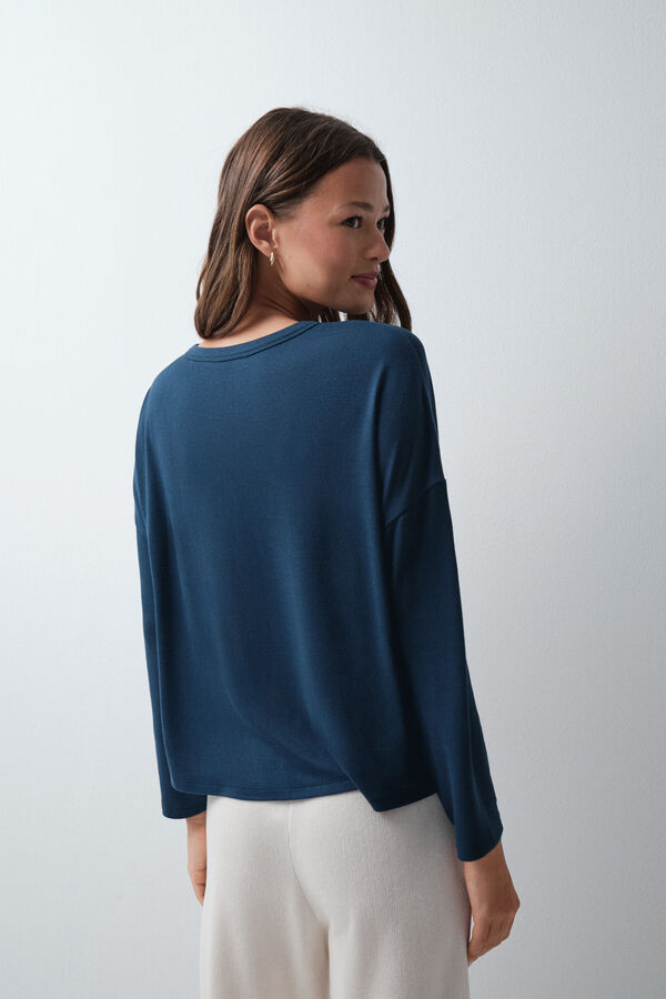 Women'secret Blue soft jersey-knit T-shirt blue