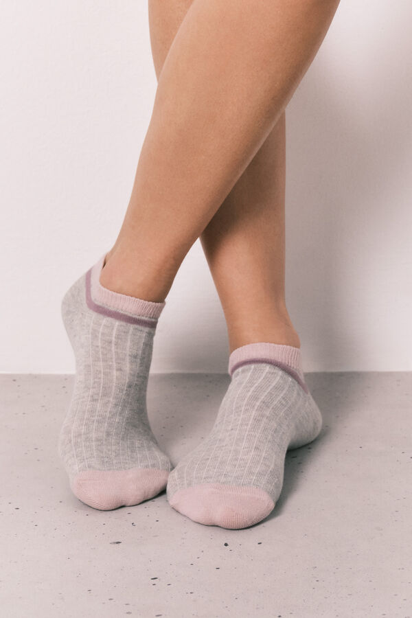 Women'secret Pink 3-pack short colour block socks pink