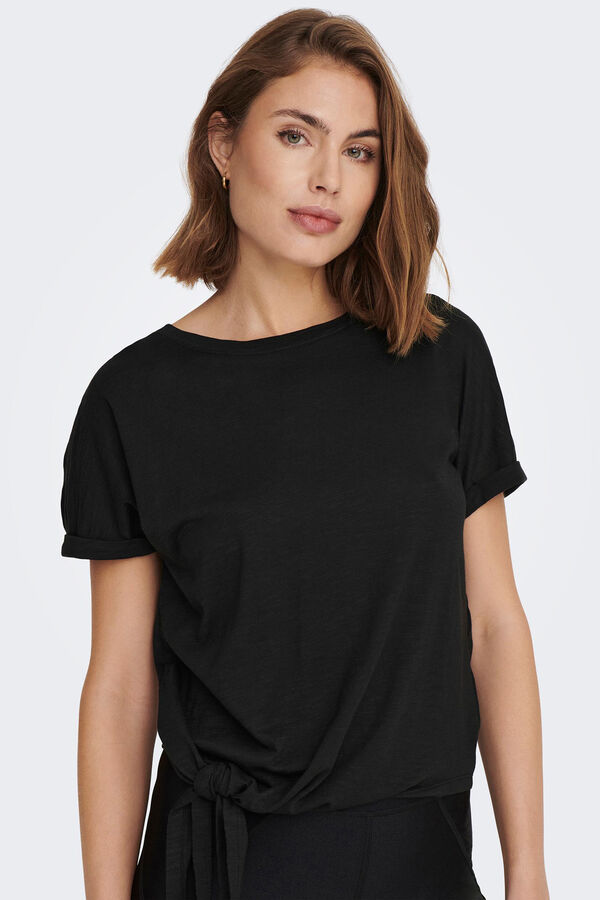 Womensecret Short-sleeved T-shirt with knot noir