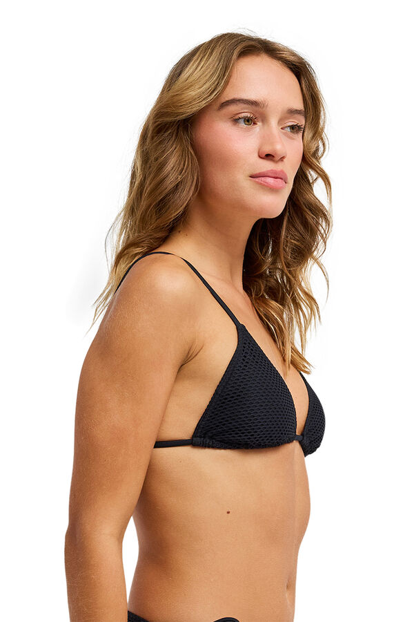 Roxy Top de bikini triangular relieve negro
