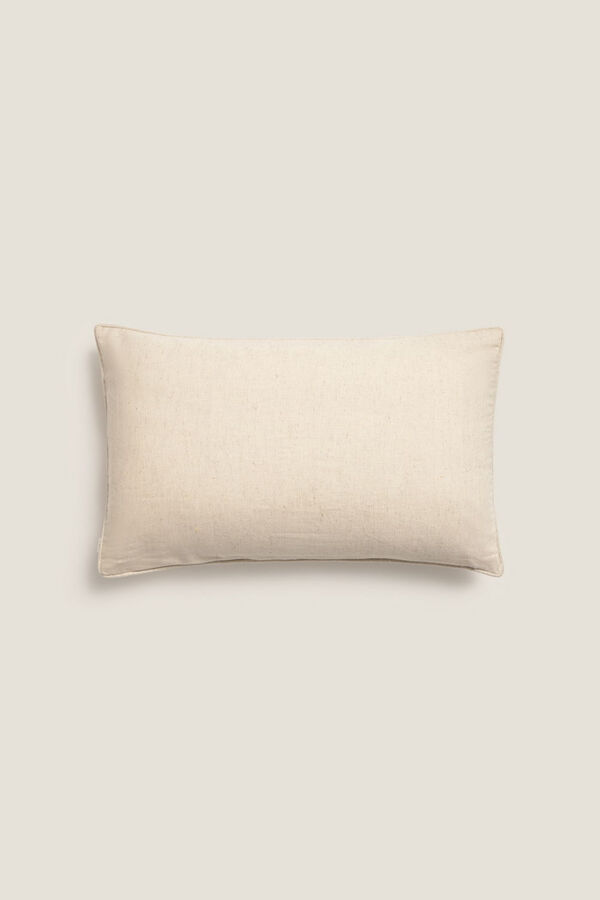 Textura Funda cojín algodón flores bordadas beige
