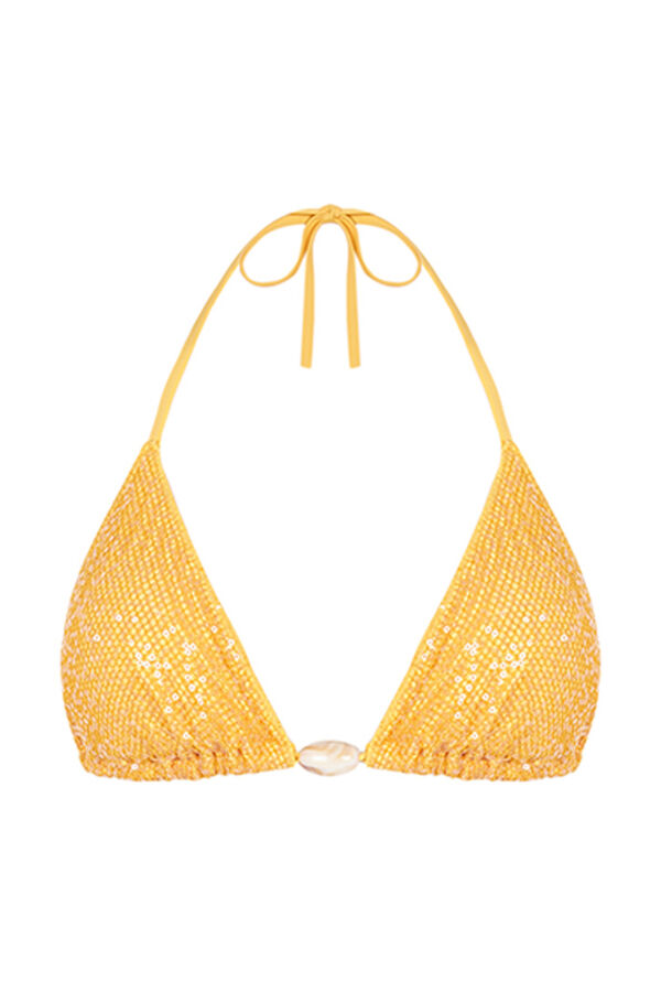 Womensecret Yellow sequin triangle bikini top printed
