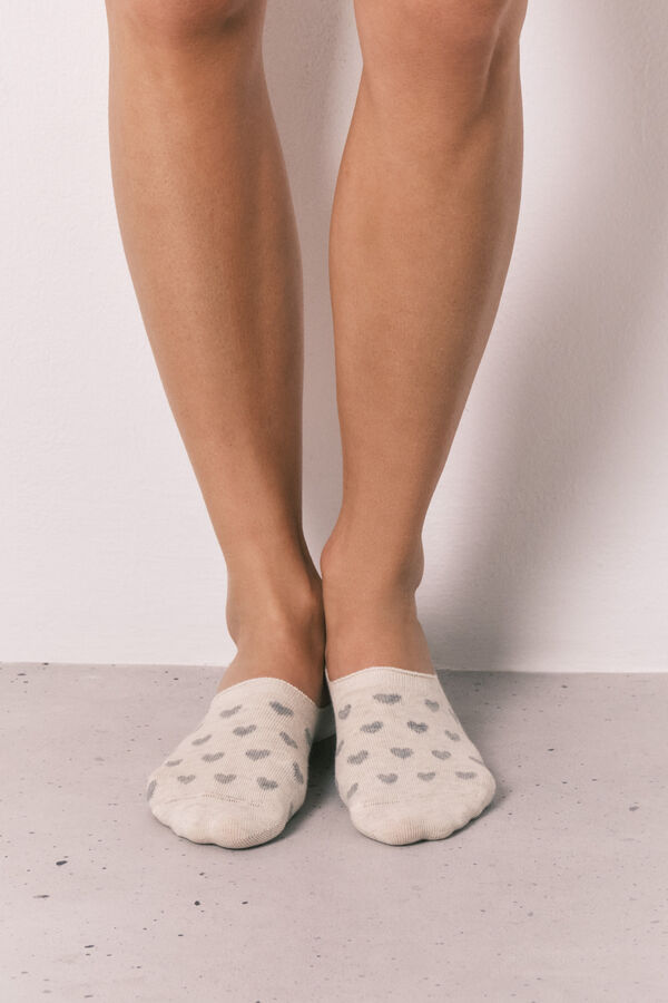 Women'secret 3 para nevidljivih čarapa sa printom srca Siva