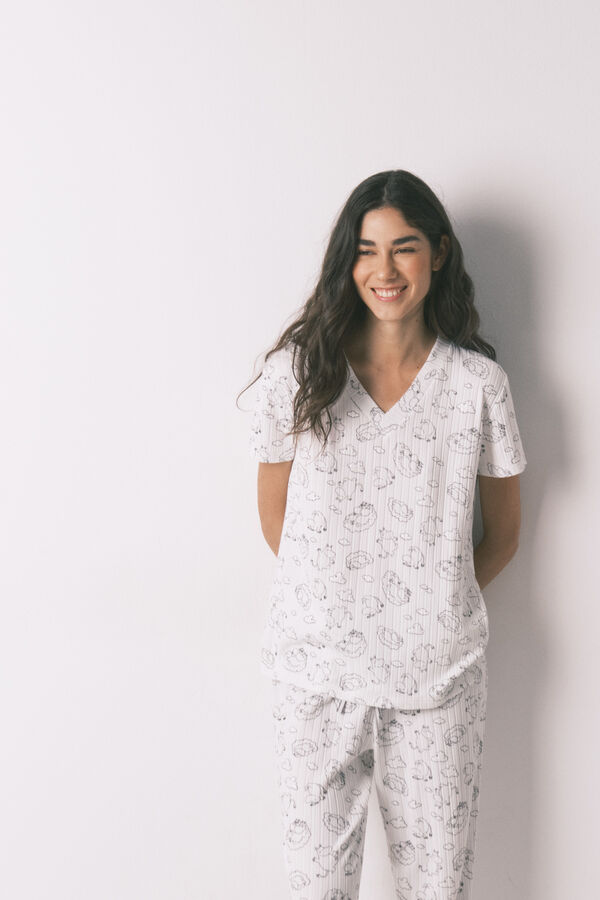 Women'secret Pyjama c&ocirc;tel&eacute; doux imprim&eacute; Moomin blanc blanc