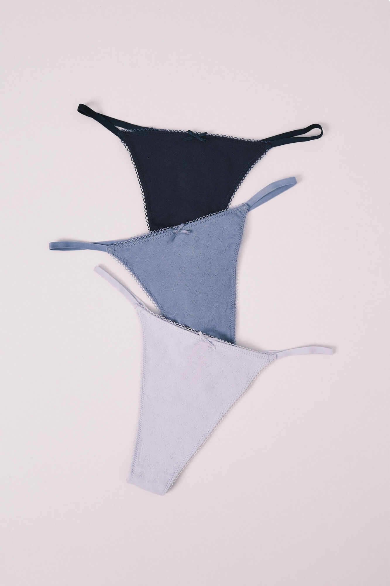 HI&BYE Blue cotton 3-pack thongs