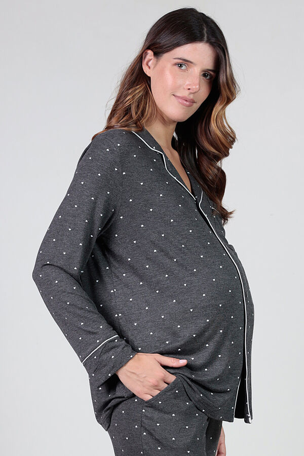 Womensecret Maternity pyjama set with hearts szürke