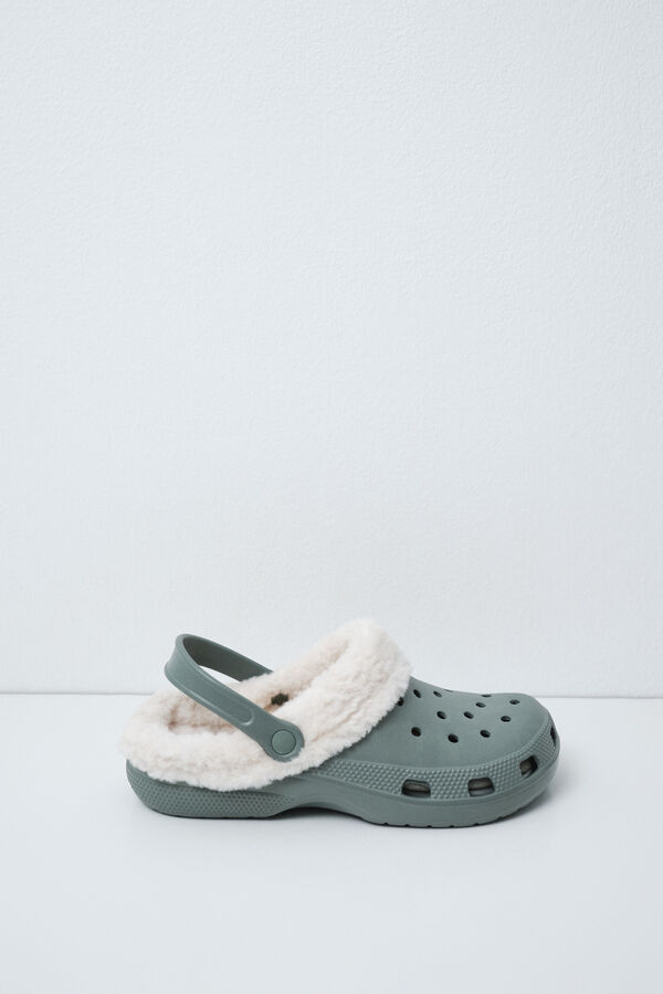 Women'secret Men's lined clog slippers green