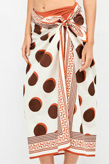 Gisela 100% cotton printed sarong skirt white