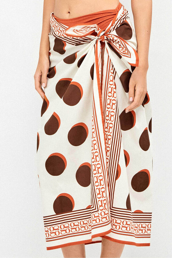 Gisela 100% cotton printed sarong skirt white