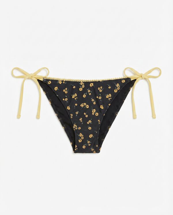 Women'secret Yellow mini floral strap Brazilian bikini bottoms black