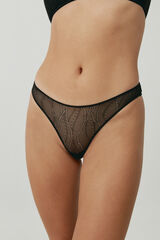 Black Limba Tanga de encaje y microfibra Orion Black negro