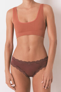 Women'secret Shiny maroon microfiber Brazilian panty