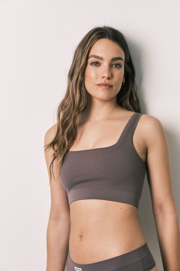 Women'secret Purple seamless ribbed long top pink