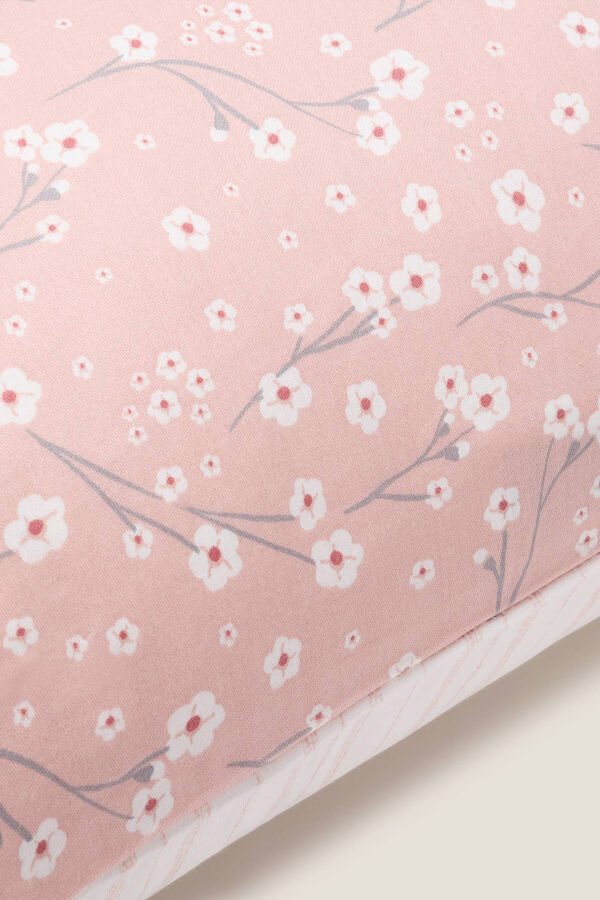 Womensecret Floral sateen cotton cushion cover rózsaszín