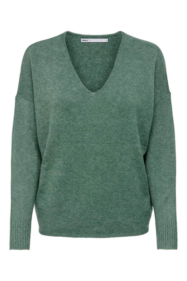 Only Maternity Jersey de punto premam&aacute; con cuello V y hombros ca&iacute;dos verde