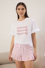 Trendyol Conjunto de pijama corto volantes floral rosa