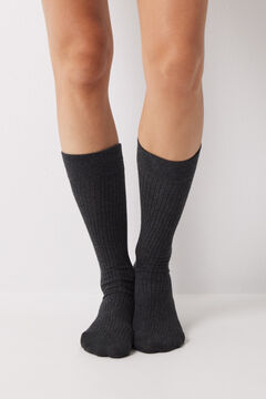 Womensecret Long gray texture socks grey