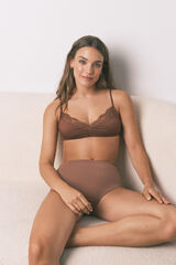 Women'secret Classic brown microfibre high briefs nude