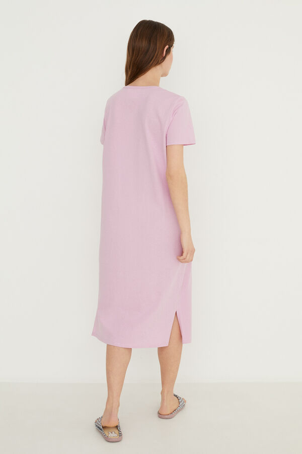 Womensecret Camisa de dormir midi 100% algodão aberturas Miffy rosa