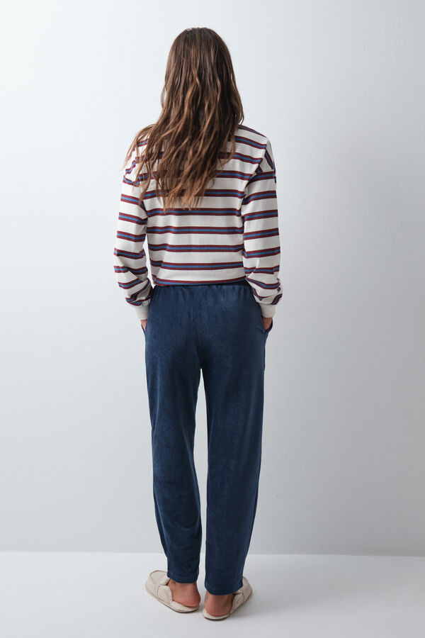 Women'secret Pantalon long en velours c&ocirc;tel&eacute; bleu bleu