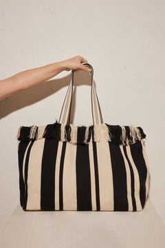 Womensecret Striped cotton bag black
