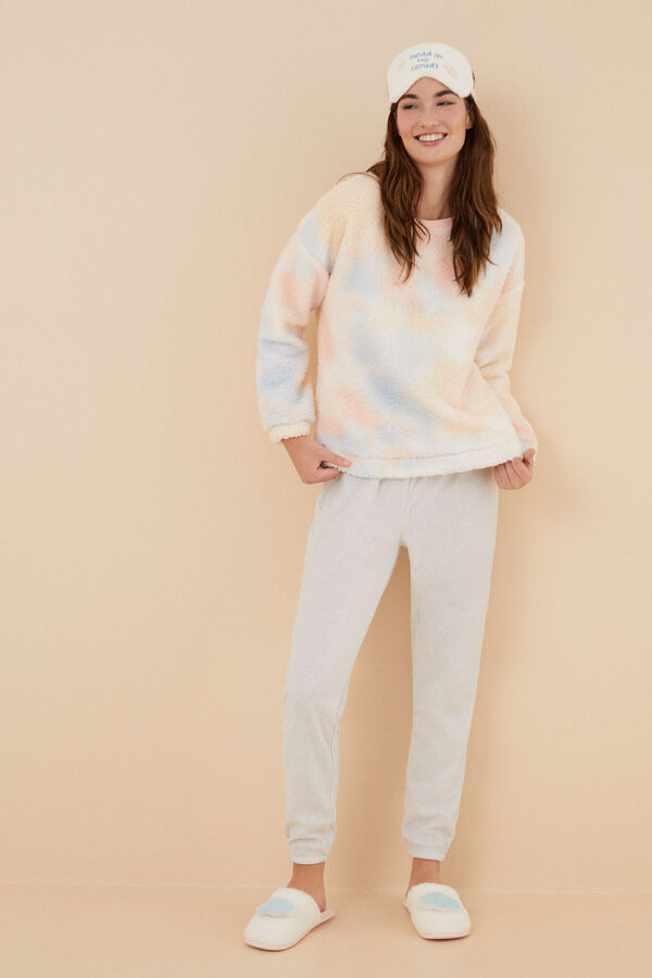 Pijama polar comprido de lã multicolorido, Roupa de dormir de mulher e  homewear