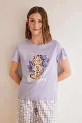Womensecret Lila pidžama Garfield od 100 % pamuka Ljubičasta/Lila
