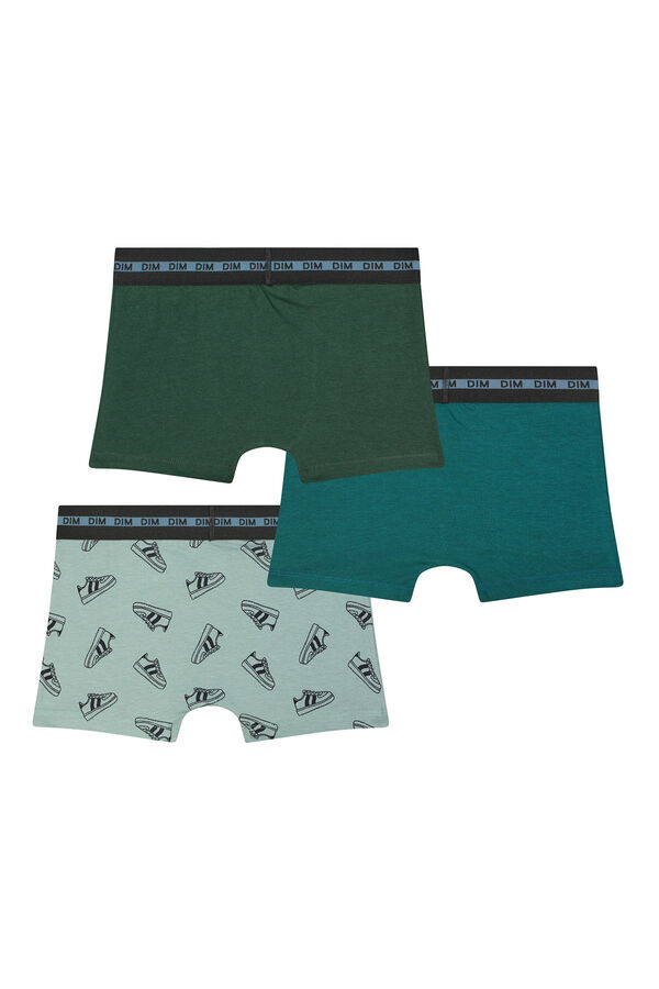 Womensecret Pack of 3 pairs of boys' printed boxers with elastic waistband Grün