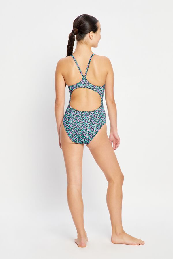 Modibodi Fato de banho menstrual desportivo teen fluxo moderado azul