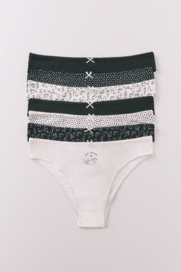 Women'secret Pack of 7 multicoloured kitten Brazilian panties printed