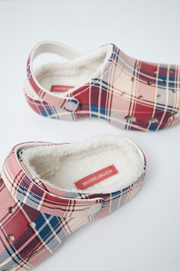 Women'secret Kids' plaid lined clog slippers printed