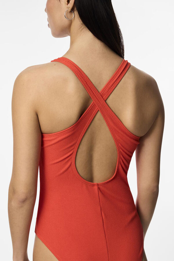 Womensecret Women's one-piece swimsuit with straps. rouge