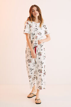Womensecret Hosszú, Garfield-mintás pizsama, 100% pamutból bézs