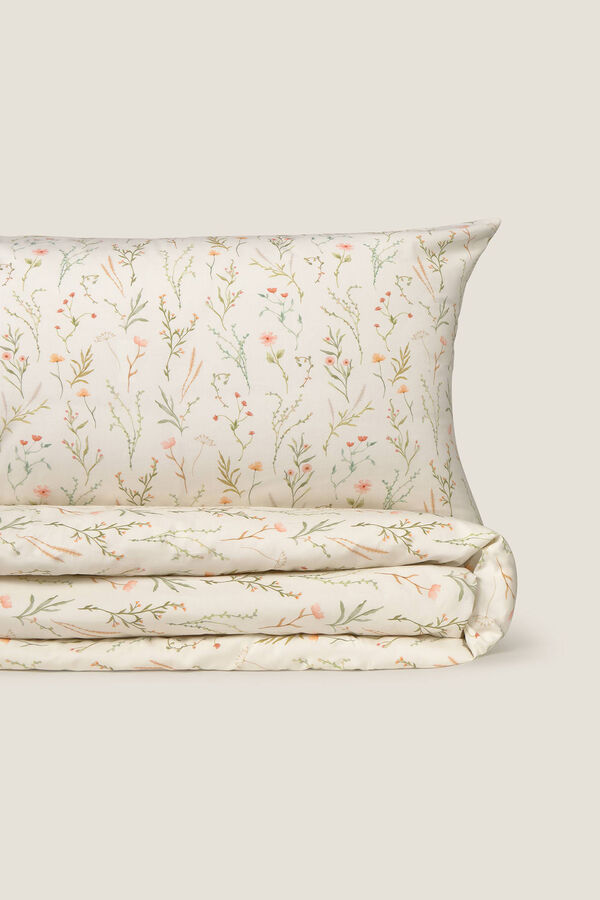 Textura Printed satin duvet case blanc