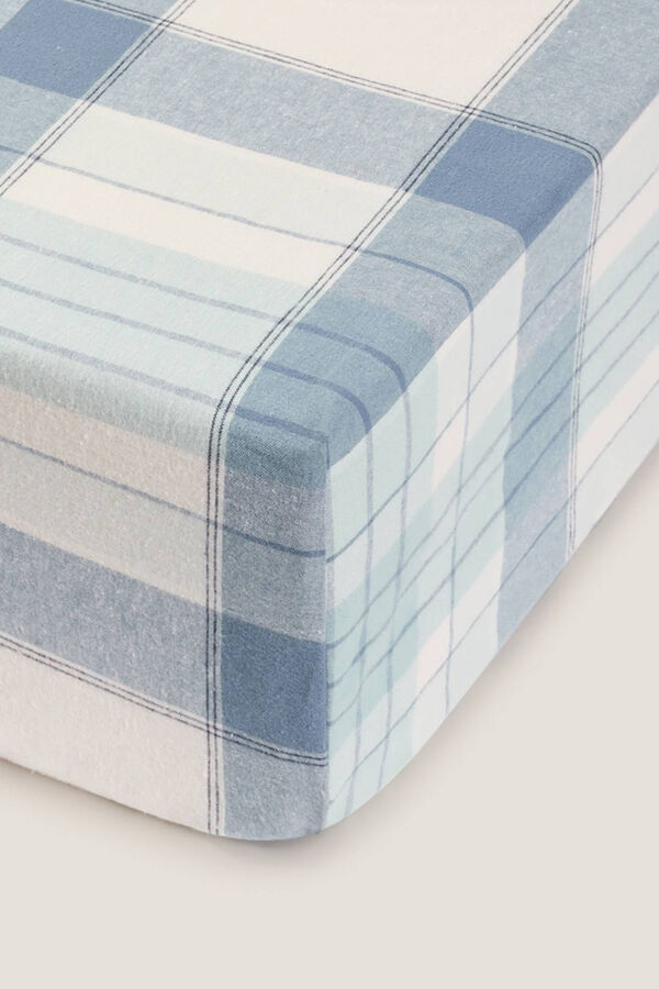 Textura Len&ccedil;ol de baixo flanela algod&atilde;o quadrados. Cama 180-200 cm. bege