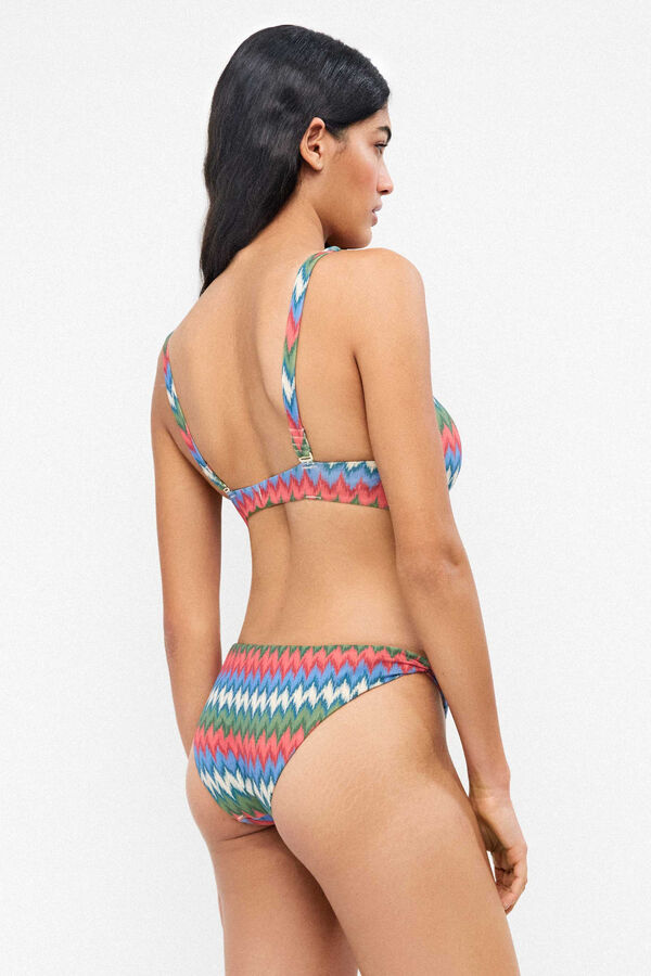Gisela Zig zag print classic bikini bottoms white